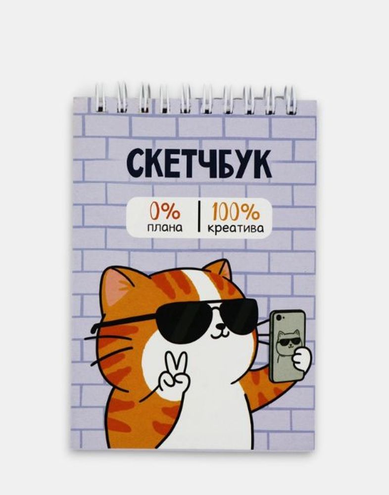 Скетчбук "Котик в очках", 80 л., А6