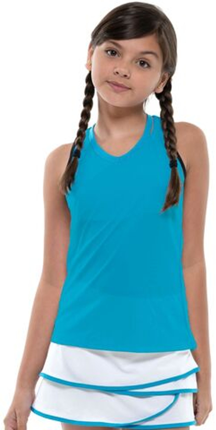 Футболка для девочки Lucky in Love Square Are You? V-Neck Cutout Tank Girls - turquoise