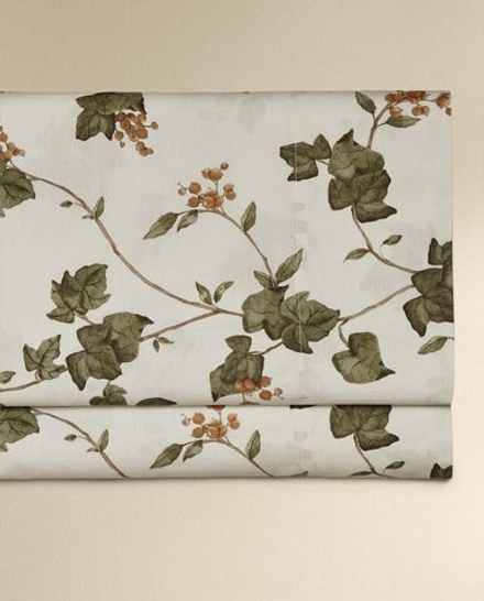 Zara Home - Простыня с изображением листьев, белый, 160x280 см