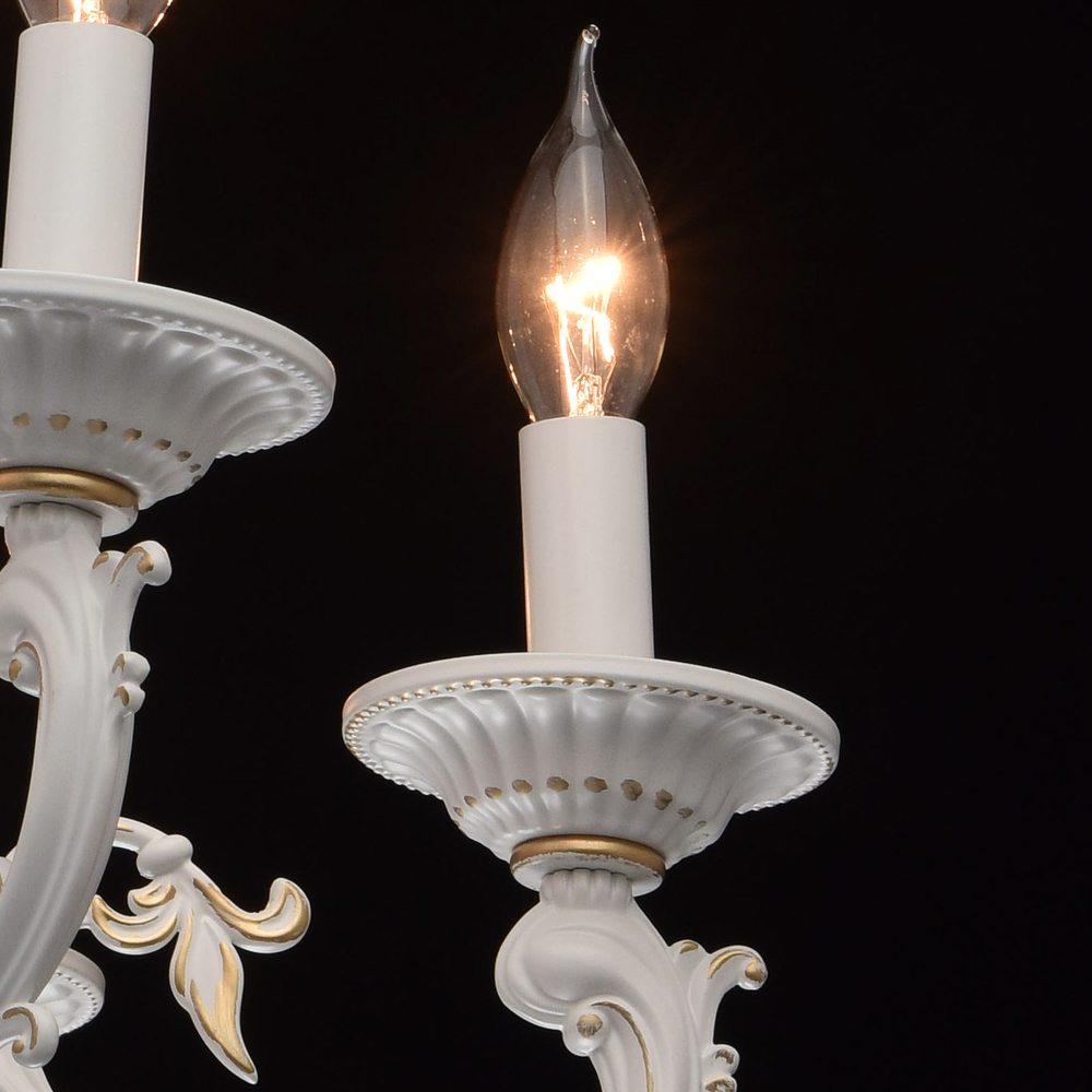 Люстра подвесная MW-Light Аврора, 6 ламп E14, цвет: белый, для спальни, гостиной, кухни