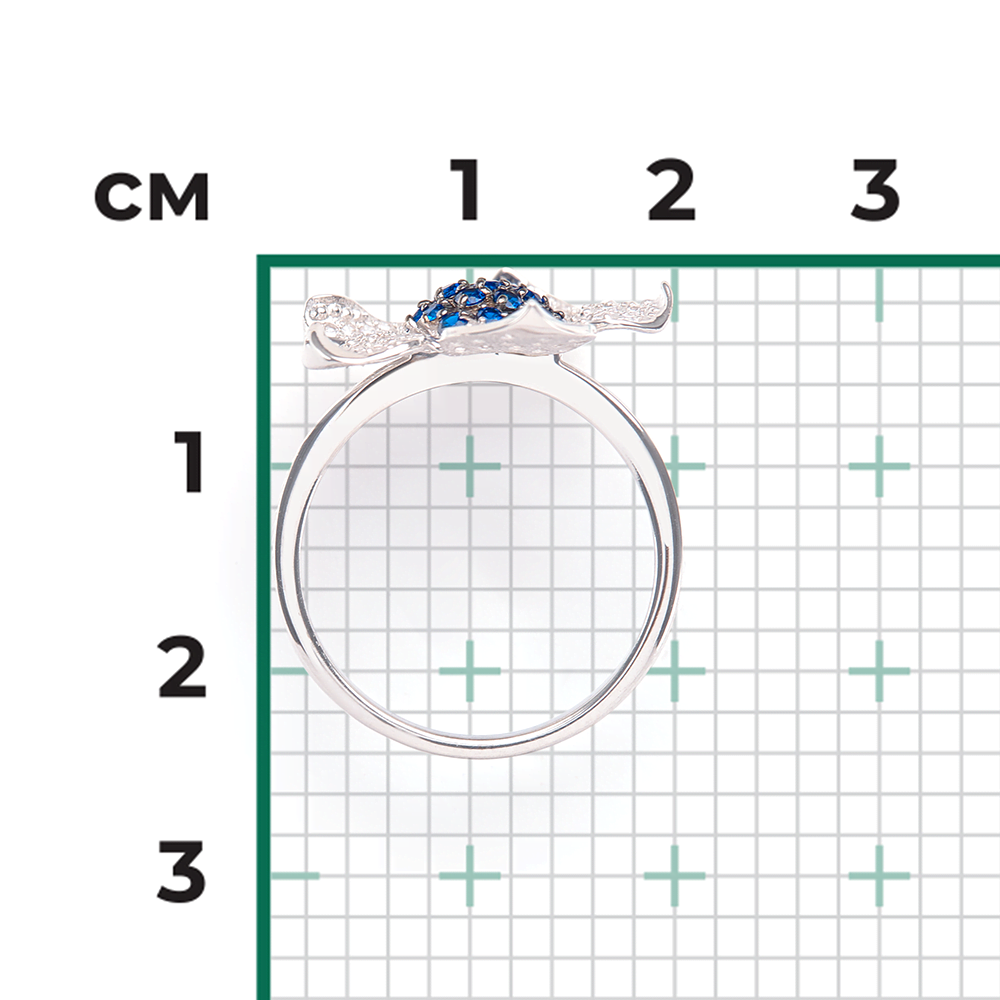 Кольцо «Пион» из белого золота с фианитами