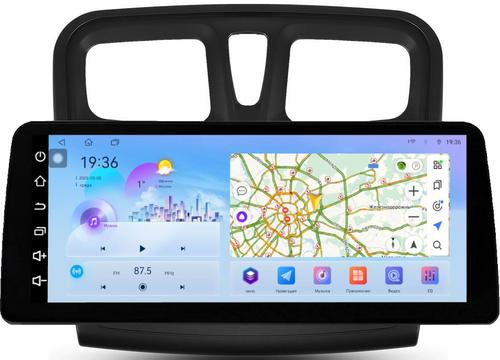 Магнитола для Renault Logan 2, Sandero 2 2014+ (рамка 9) - FarCar монитор 12.3" 2K QLED на Android 14, Быстрая, CarPlay, 4G SIM-слот