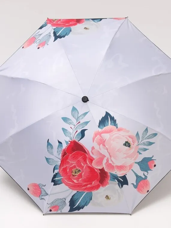 Зонт механический «Розы», ветроустойчивый, 3 сложения, 8 спиц, R = 48 см, рисунок МИКС