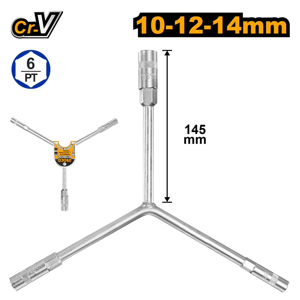 Ключ торцевой Y-образный INGCO HYSW101214 INDUSTRIAL 10-12-14 мм
