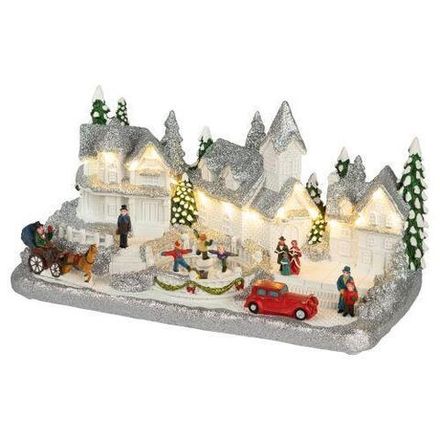 Фигура светодиодная новогодняя EFIS-S08 композиция Снежная деревня тепл. бел. 3АА 31х16х16см Эра Б0060486