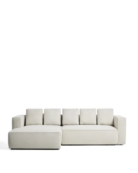 3-местный диван-кровать Marela бежевый шенилл с кушеткой слева, 276 см