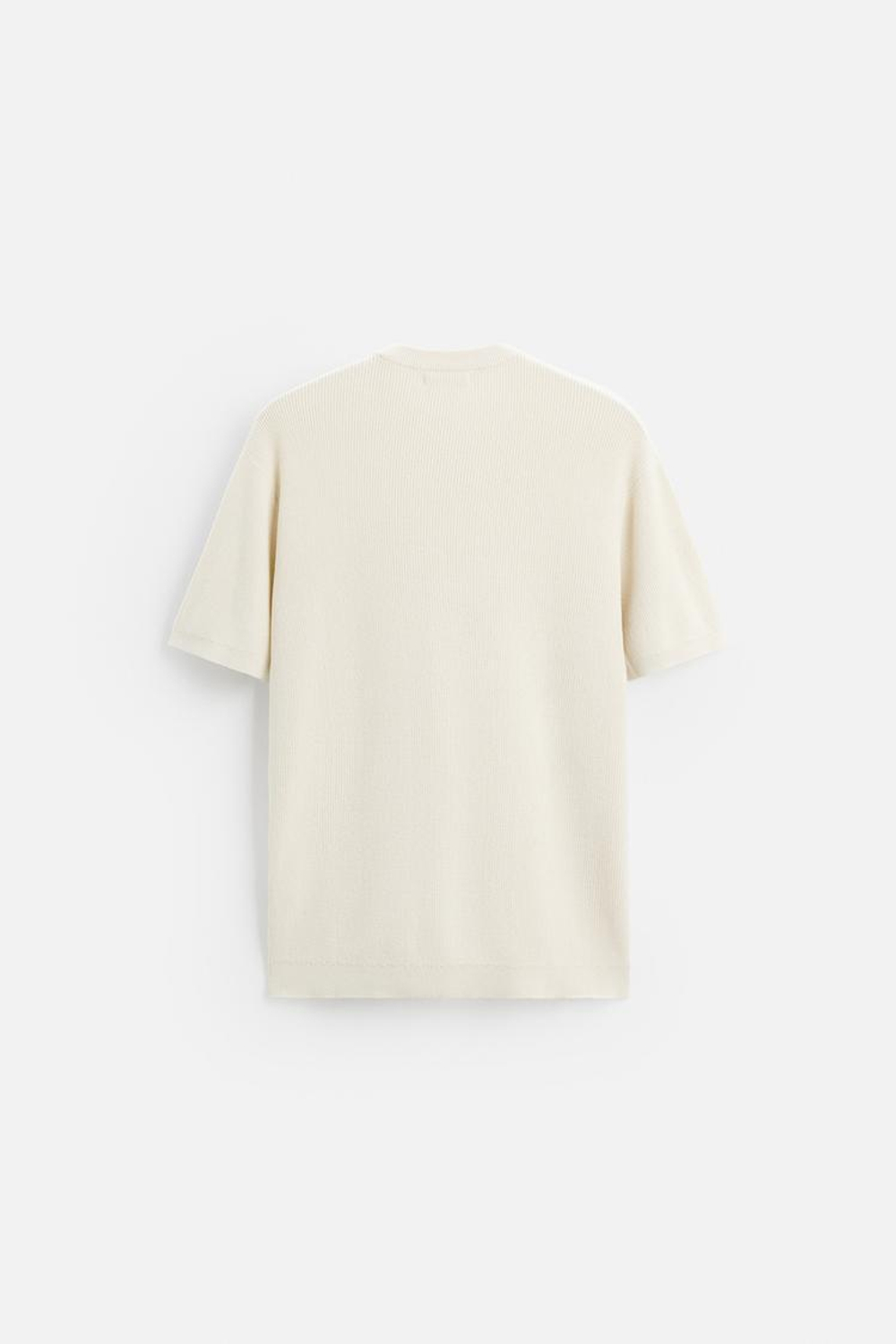 ZARA ФУТБОЛКА ПЛАТОЧНОЙ ВЯЗКИ, ЖЕЛТОВАТО-БЕЛЫЙ