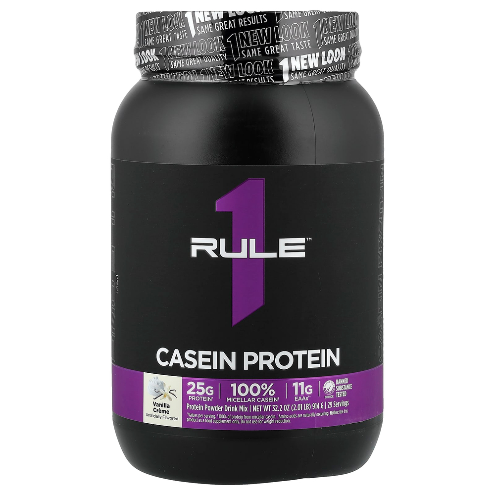 Rule One Proteins, протеиновая смесь для приготовления напитка с казеином, ванильный крем, 914 г (2,01 фунта)