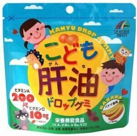 UNIMAT RIKEN KANYU  - жевательные мультивитамины, рыбий жир  для детей со вкусом банана
