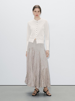 Massimo Dutti Кардиган из тонкой хлопчатобумажной смеси, натуральный