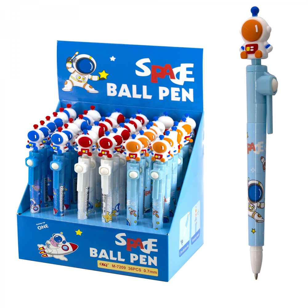 Ручка шариковая Alingar, "SPACE", 0,5 мм, синяя, вращающаяся игрушка, круглый, цветной, пластиковый корпус, карт. уп.