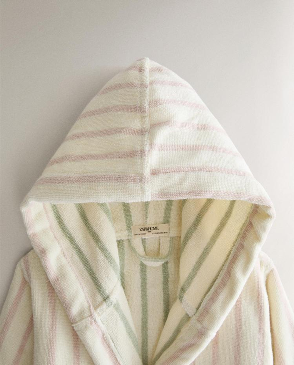 ZARA HOME ДЕТСКИЙ ХАЛАТ В ПОЛОСКУ, РОЗОВЫЙ