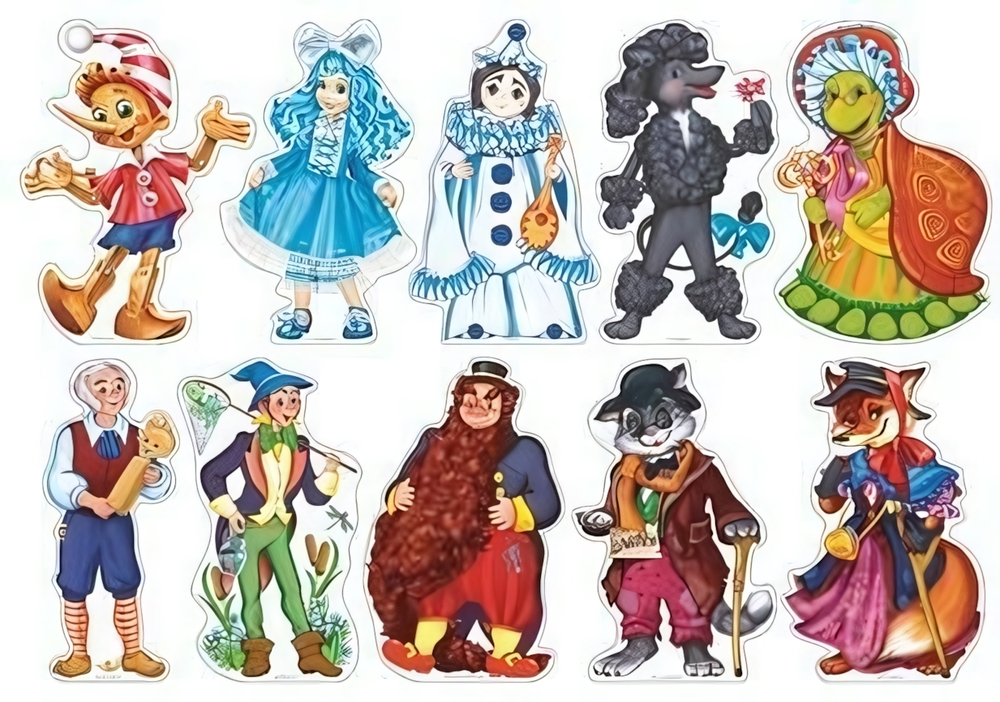 Комплект вырубных плакатов 10шт 170х255мм "Герои сказки. Золотой Ключик" (Сфера)