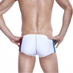 Мужские плавки белые Seobean Patchwork Swimwear White Green Red 40807