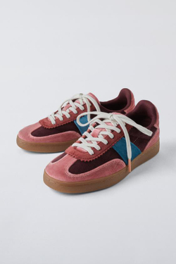 ZARA КРОССОВКИ ИЗ БАРХАТА, РОЗОВЫЙ