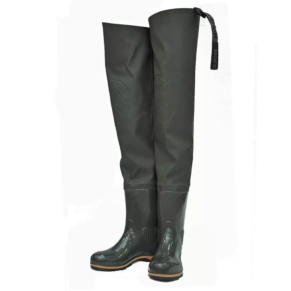 Сапоги рыбацкие с верхом из винитола "Nordman 15 Z" (болотники), Оливковый-песочный-черный