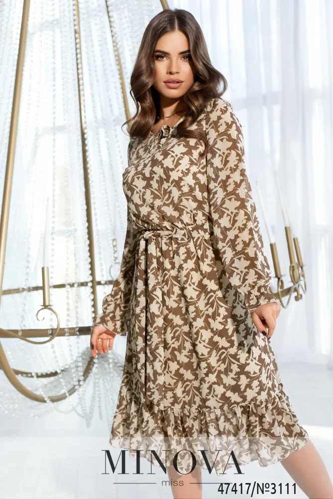 Платье 3111-бежевый-листок Minova