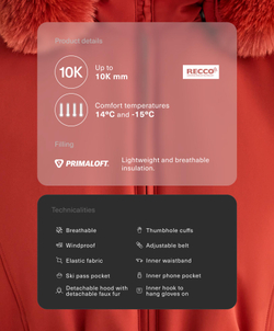 Oysho Супертонкая водонепроницаемая куртка Primaloft® SKI, ярко-оранжевый