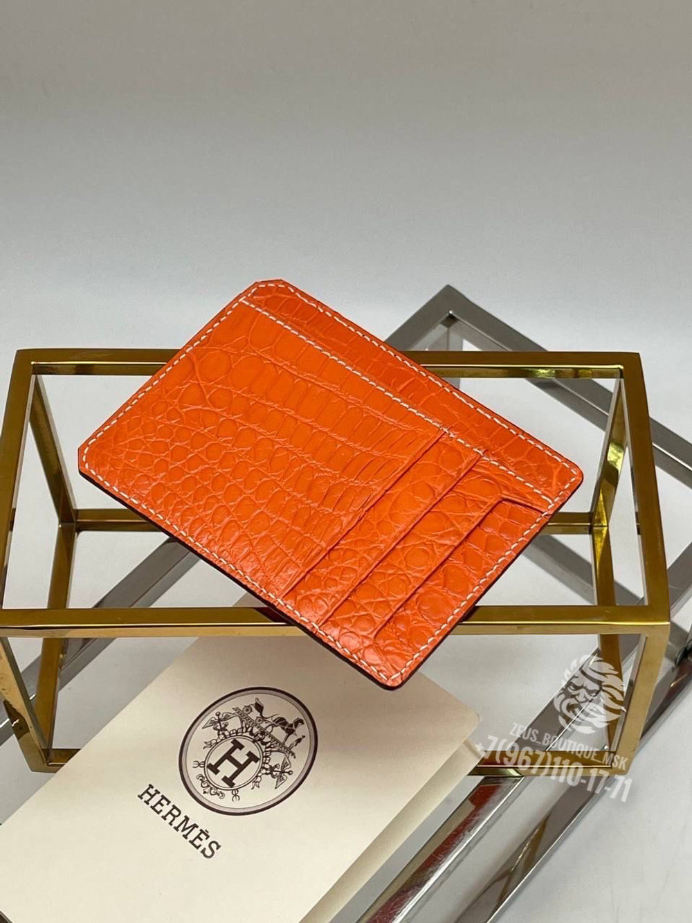 Картхолдер Hermes из кожи крокодила