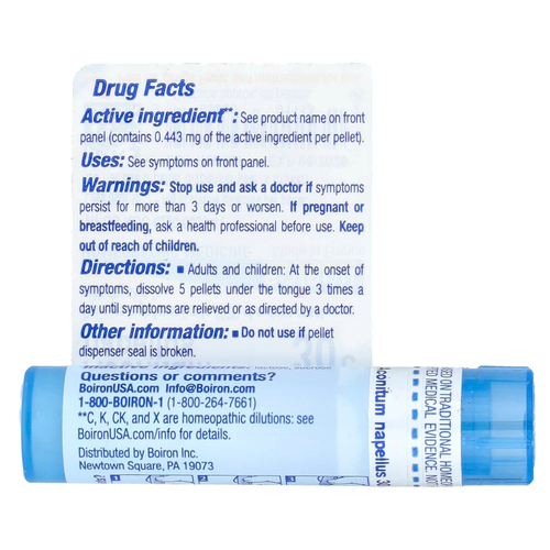 Boiron, Aconitum Napellus, 30C, для снятия лихорадки, прибл. 80 гранул