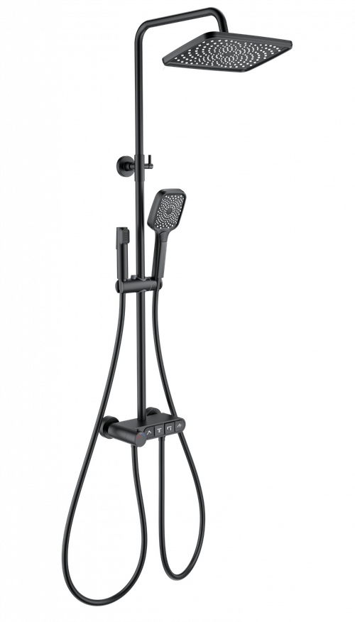 Душевая система с термостатом WONZON & WOGHAND MUSE Corno, Черный матовый (WW-B3112-MB)