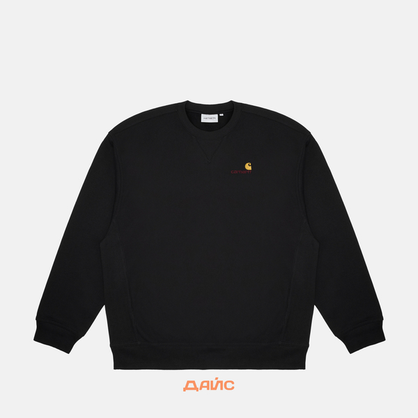 Толстовка мужская Carhartt WIP American Script Sweatshirt артикул:I025475_black Толстовка мужская Carhartt WIP American Script Sweatshirt артикул:I025475_black - купить в магазине Дайс