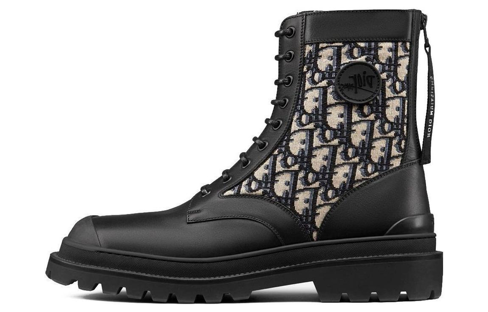 DIOR Explorer Short Combat Boots Men"s Black Beige
