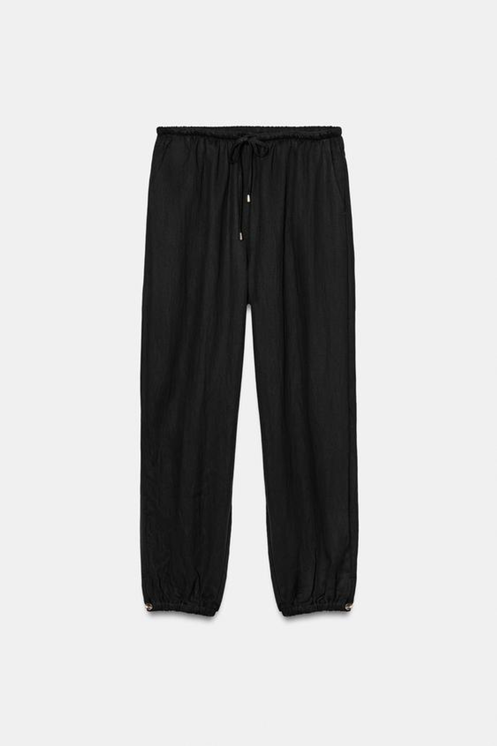 ZARA БРЮКИ-БОМБАШКИ С ЭЛАСТИЧНЫМ ПОЯСОМ, ЧЕРНЫЙ