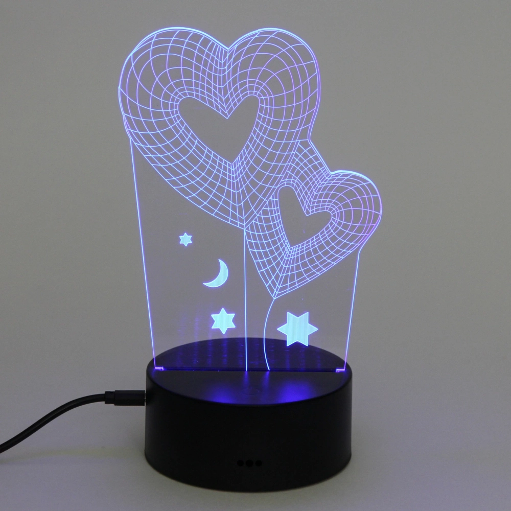 Светильник ночник «3D-Любовь» на пластиковой подставке, с включателем USB