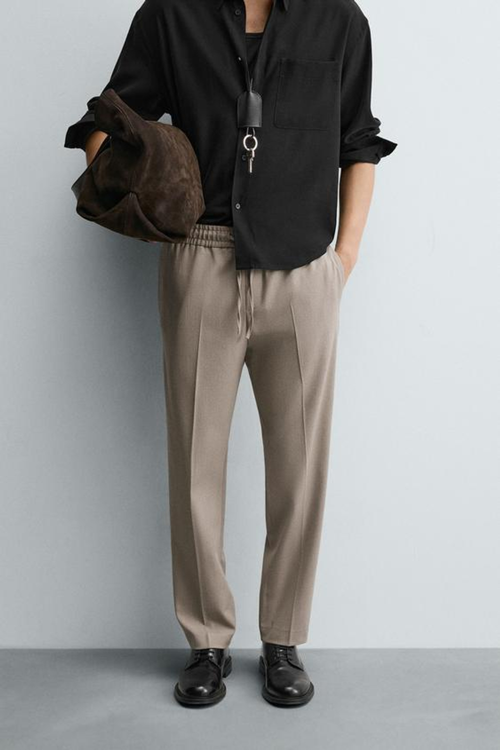 ZARA БРЮКИ-ДЖОГГЕРЫ КОМФОРТНОЙ ПОСАДКИ, РЫЖЕВАТО-КОРИЧНЕВЫЙ МЕЛАНЖ