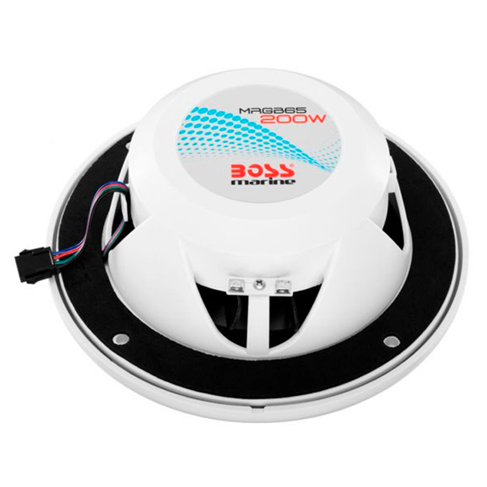Динамики Boss Audio морские 200W 6,5" с RGB подсветкой (2 шт., белые)