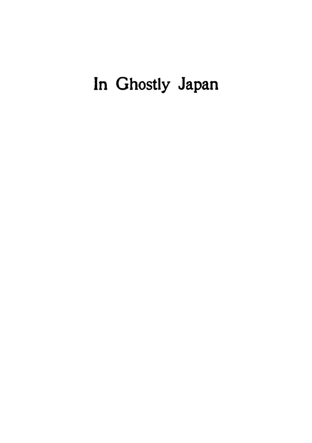 In Ghostly Japan | Lafcadio Hearn