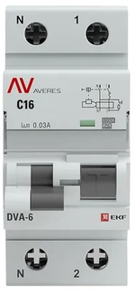 Автомат дифференциальный EKF rcbo6-1pn-16C-30-a-av