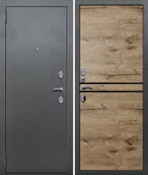 Входная дверь Волга-Бункер ДУЭТ 2 Антик серебро - Дуб пацифик