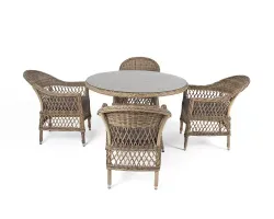 "Дольче" обеденная группа из искусственного ротанга, цвет соломенный