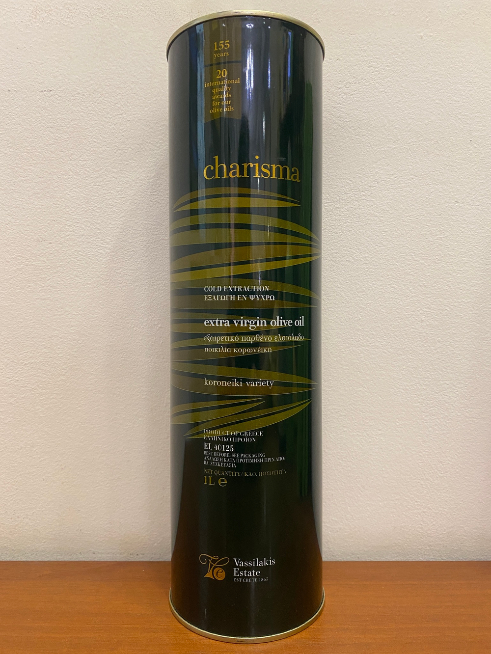 Оливковое масло CHARISMA Extra Virgin в ж/б, 1 л, Греция (Крит)