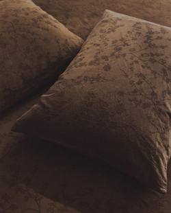 ZARA HOME НАВОЛОЧКА СМЕСОВОГО ХЛОПКА С УЗОРОМ, КОРИЧНЕВЫЙ