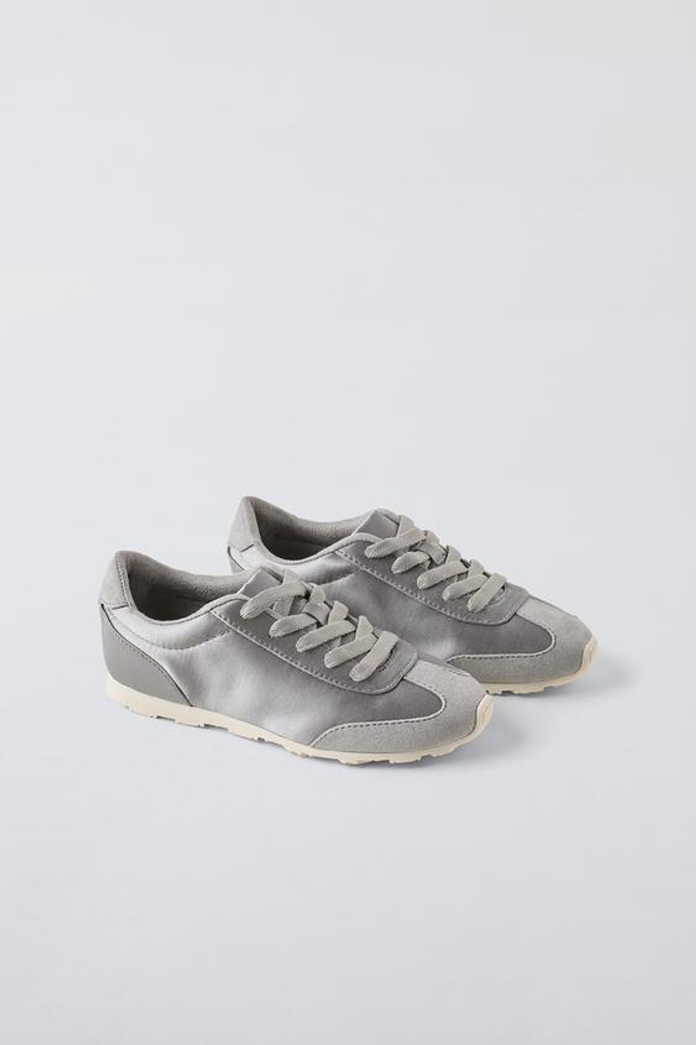 ZARA КРОССОВКИ ИЗ АТЛАСА, СЕРЫЙ