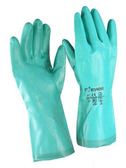 Перчатки ИЗУМРУД нитриловые с хлопк.напылением