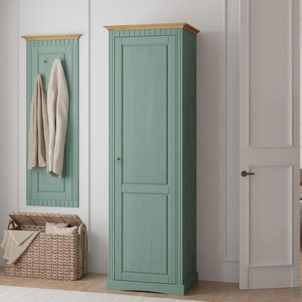 Шкаф распашной для одежды Неаполь из натурального дерева, зеленый
