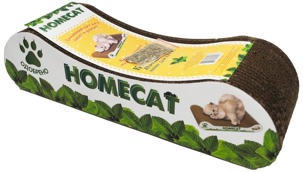 Когтеточка Homecat Mini  мятная волна для котят, гофрокартон, 41 х 12 х 10 см