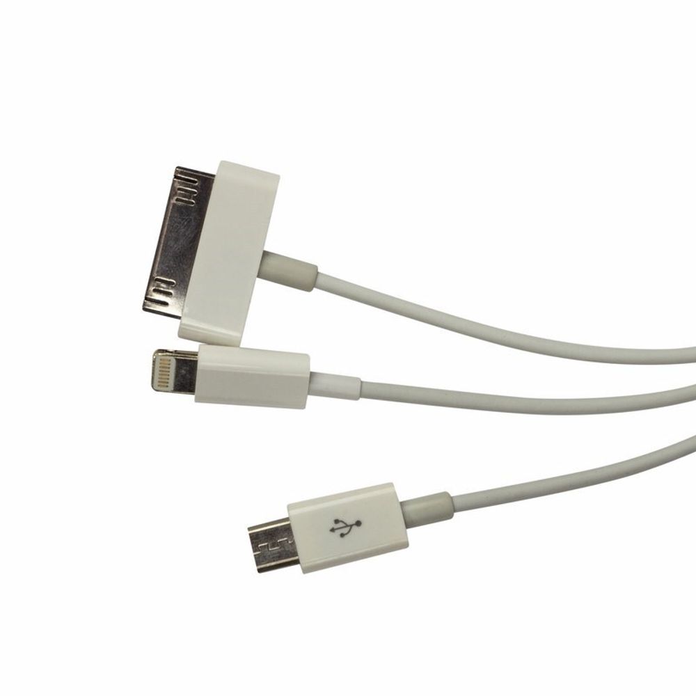USB cable (3 в 1) iPhone 5/mico/iPhone 4 (usmas) white