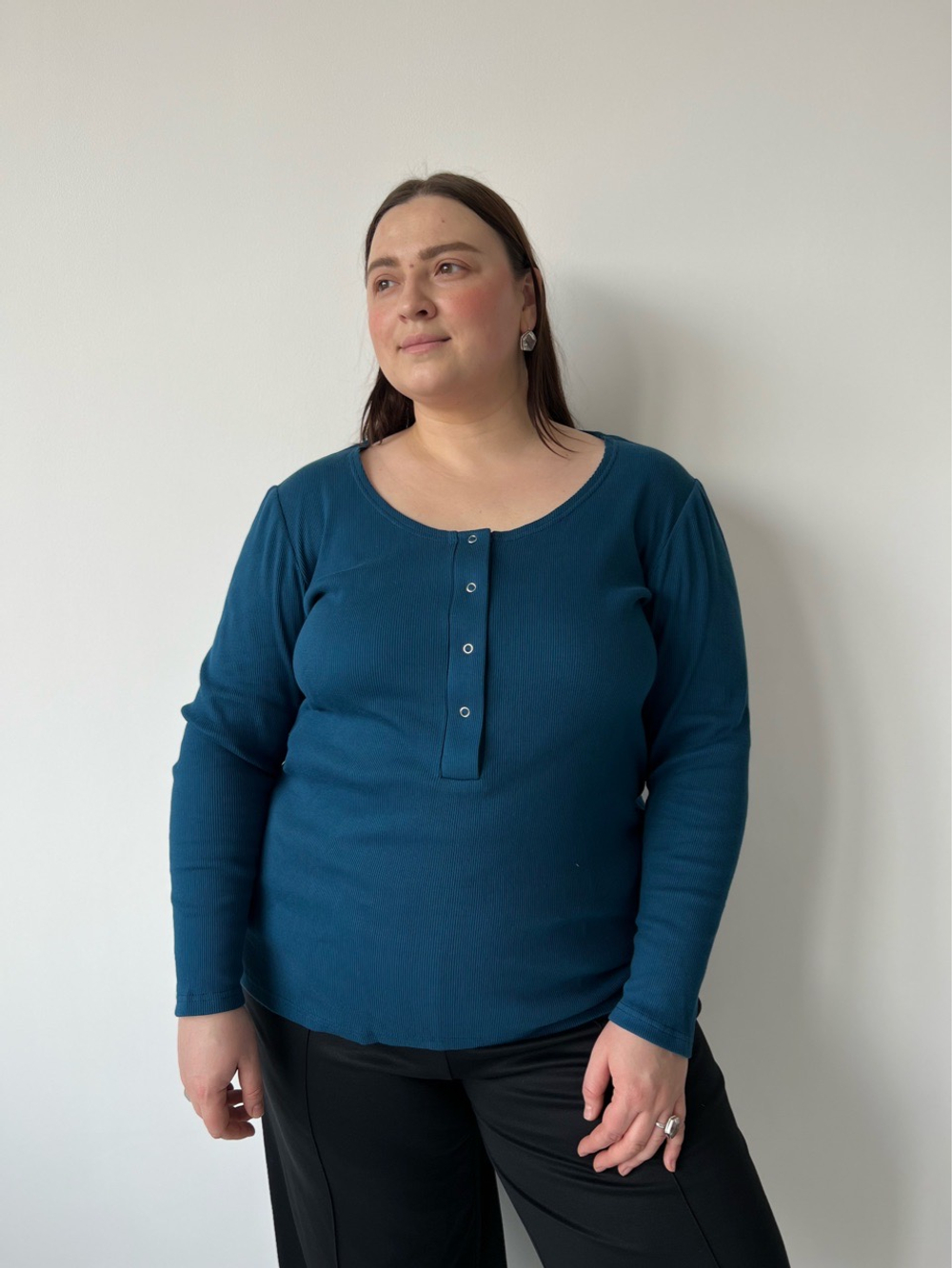 Лонгслив петроль с кнопками