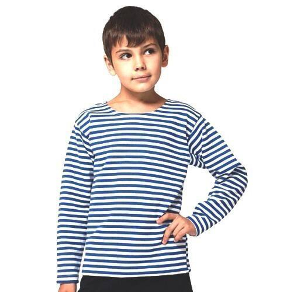 Тельняшка с длинным рукавом детская синяя