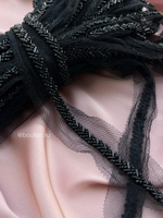 Тесьма черная бисер на сетке 0,75 см