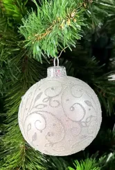 Стеклянный шар Серебряная сказка, 1 шт., белый, Irena CO (91713)