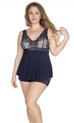 Пижамный комплект с ажурной отделкой (Размер: M) (Цвет: красный)