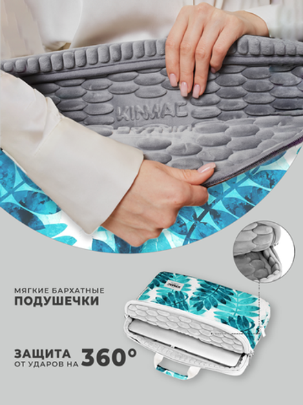 Сумка для ноутбука 15,6" и 17" с ремнем на плечо и большим карманом спереди (Папоротник)