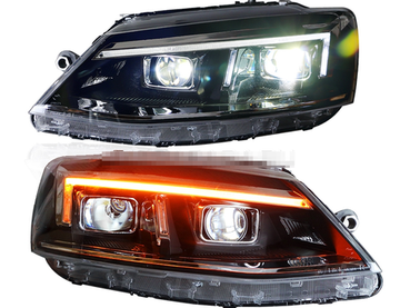 Передние фары Джетта 6 2011-2019 V13 type [Комплект Л+П; ходовые огни; биксеноновая линза Хелла 5R; электрокорректор; светодиодный поворотник]