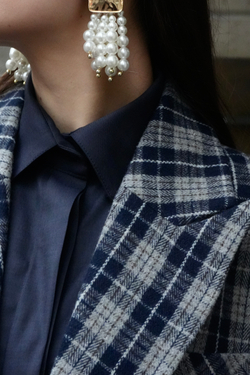 Пальто-пиджак Синий в клетку